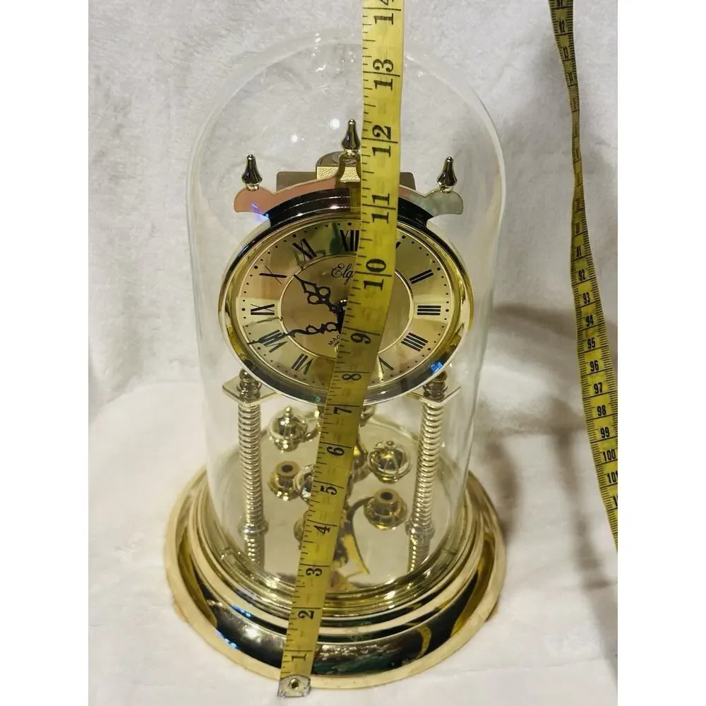 Elgin Magic Eye Anniversary Glass Dome Quartz Rotating Pendulum Clock Vintage